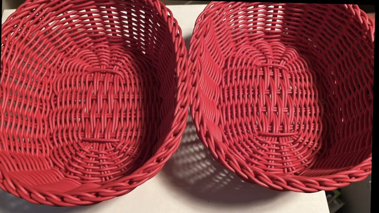 Lock & Lock Set of 2 Dishwasher-Safe Oval Bread Baskets Red New/Open Box