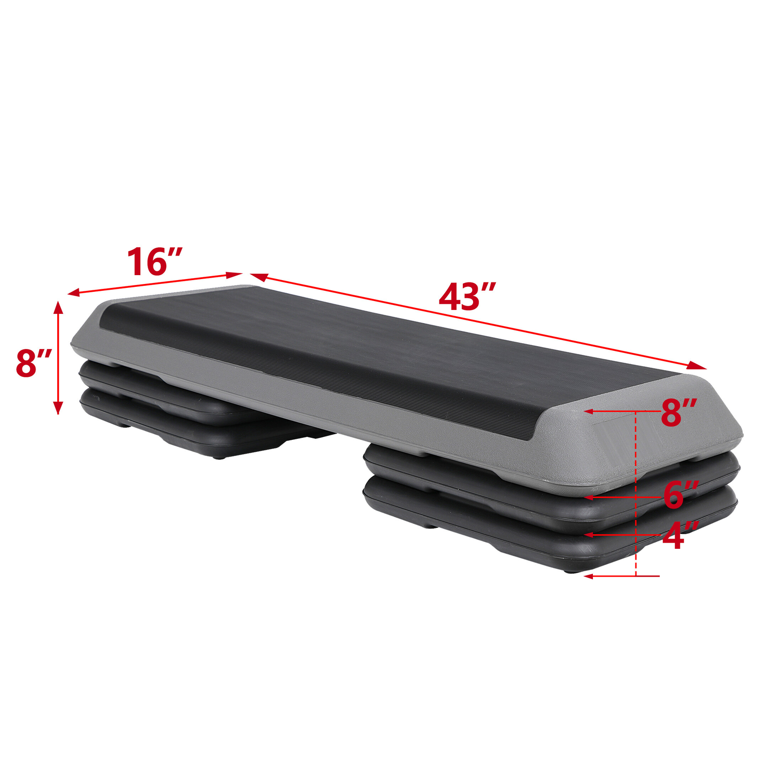 2PCS 43" Training Exercise Aerobic Stepper Workout Step Platform 4"- 6"- 8"