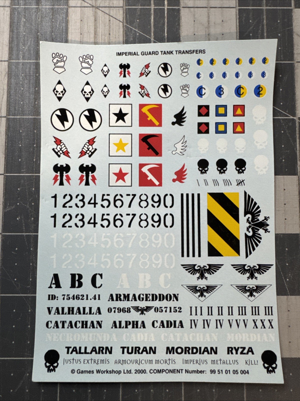 Warhammer 40K Imperial Guard Tank transfers/decals OOP