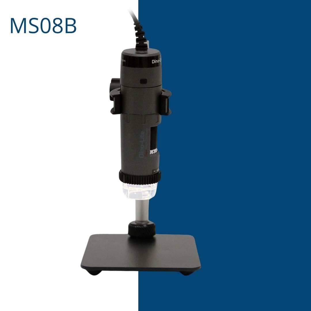 Compact Black Metal Microscope Stand Adjustable Height Travel Friendly Design