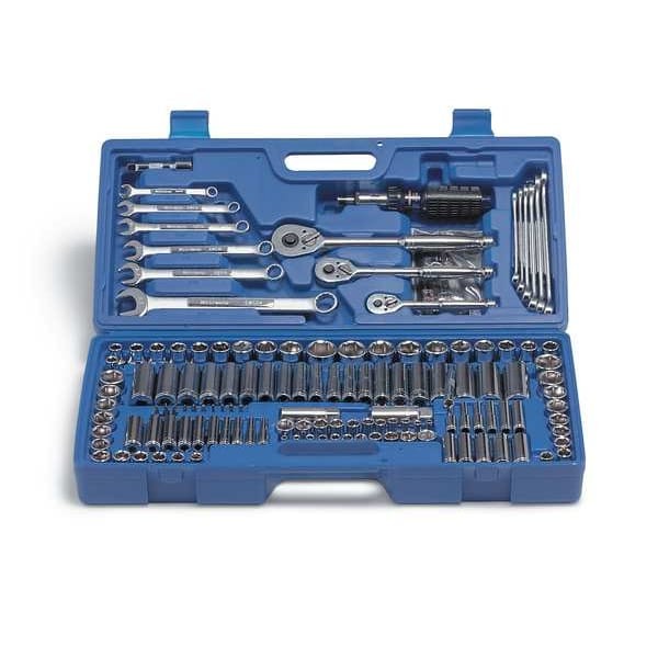 Westward 4Yp77 Socket Wrench Set, 1/4", 3/8", 1/2"Dr, 145Pc