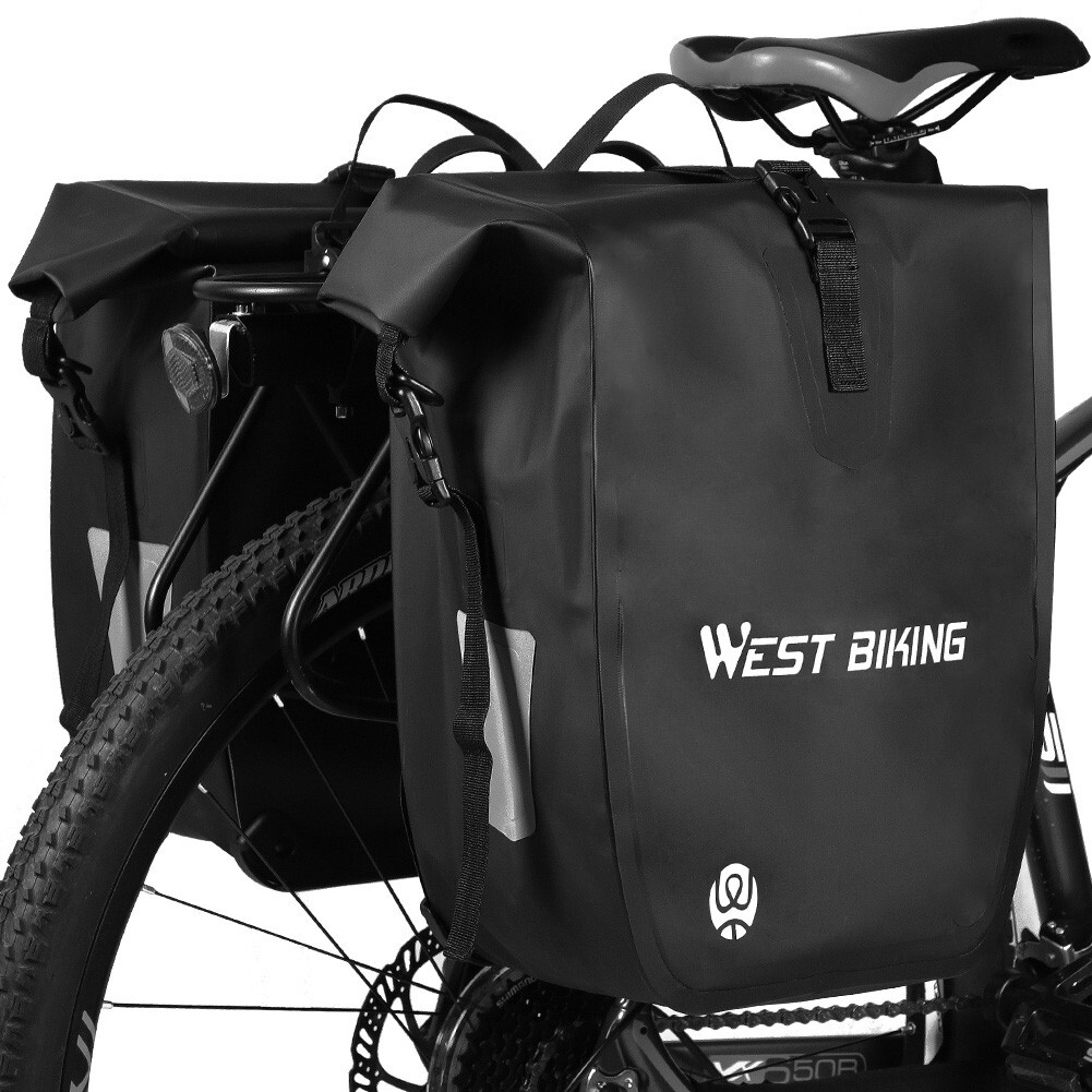 WEST BIKING Waterproof Bicycle Bag Bike Rear Rack Pack Bag Carrier Pannier 2pcs