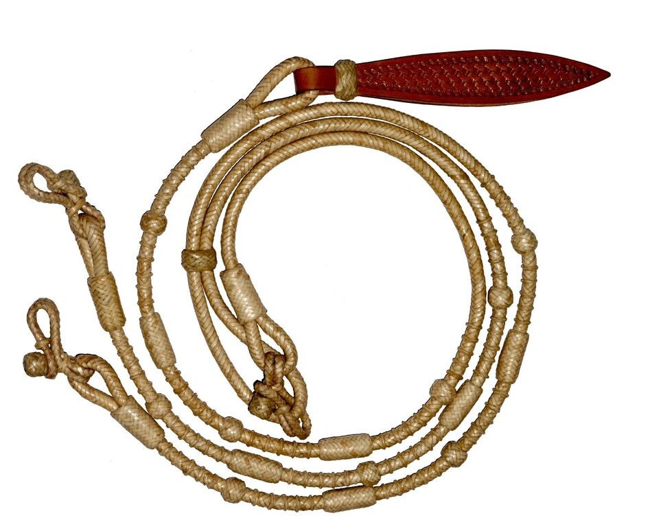 Hand Braided Natural Rawhide Show Romel Romal Reins Western Reins Leather popper