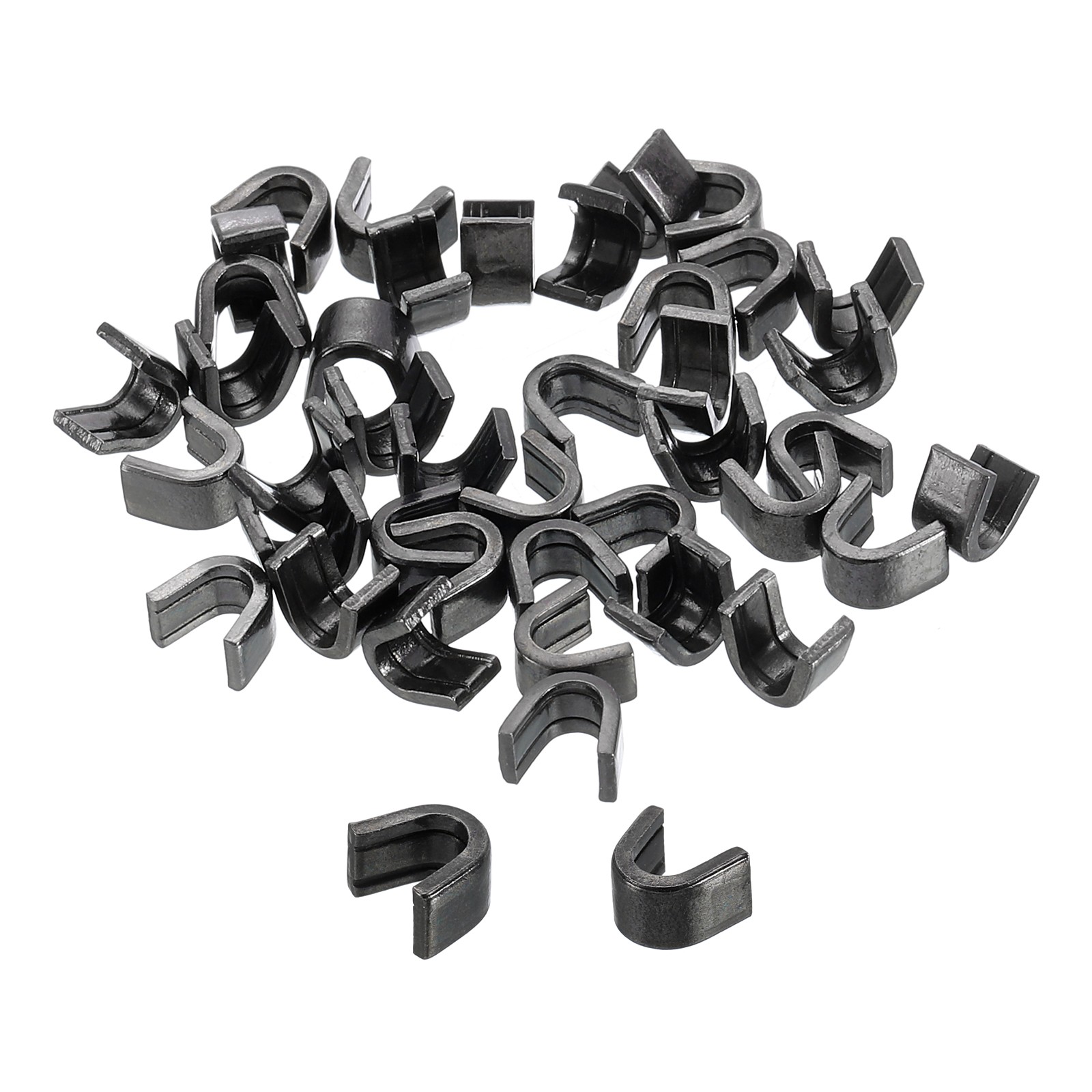 80Pcs Zipper Slider Retainers, #8 U Shape Top Stoppers, Metallic Black