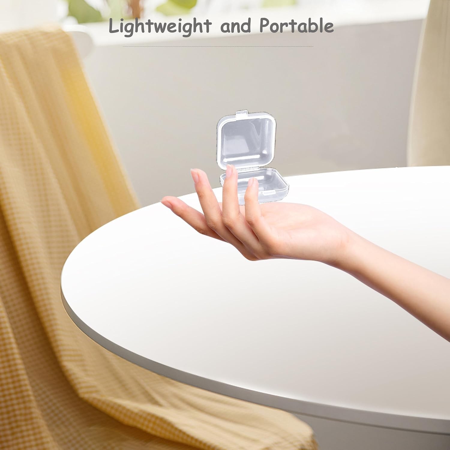 Mini Square Storage Containers and Organizer with Hinged Lid,Transparent Craf...