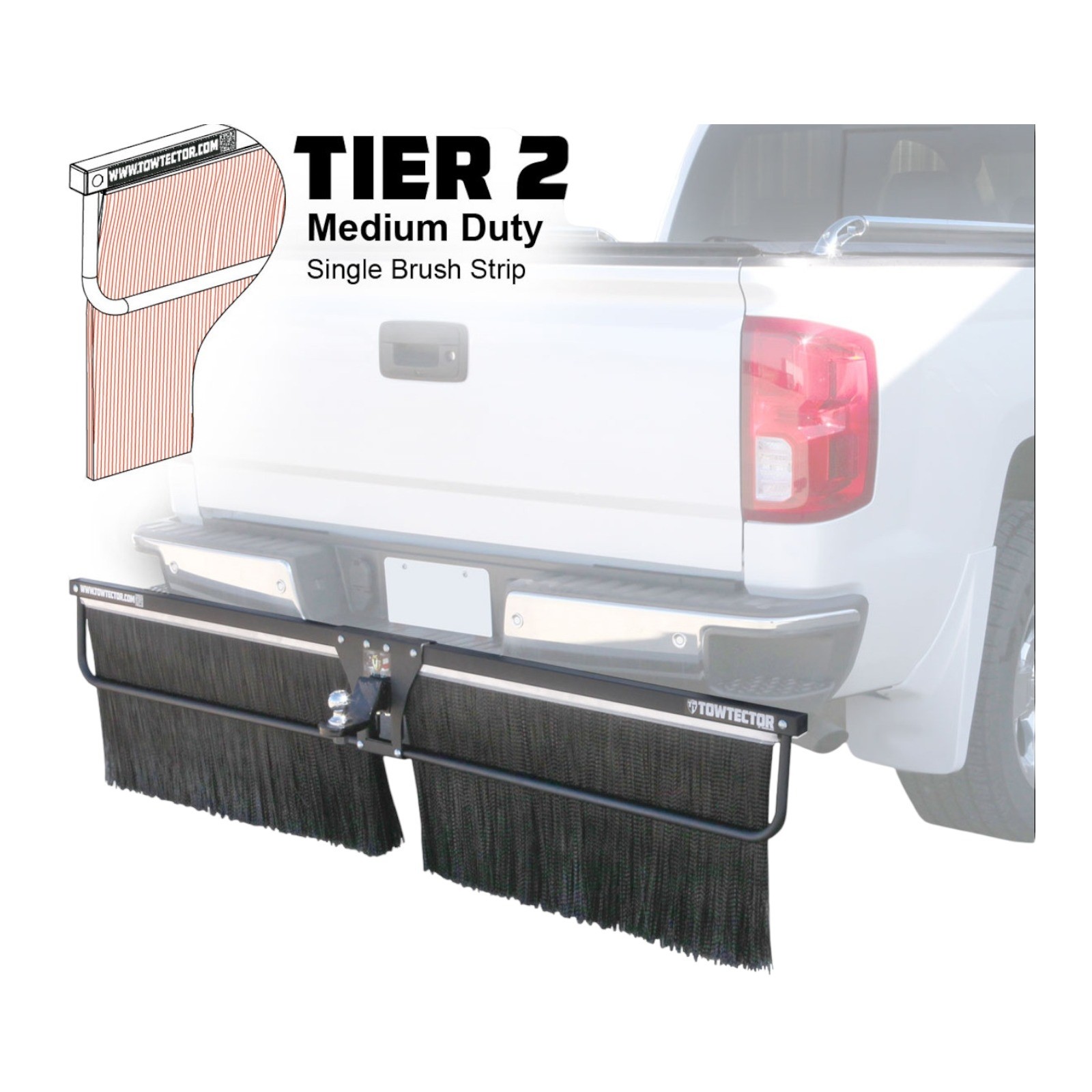 Towtector Tier 2 78" x 20" Mud Flap Brush Strip System for 2" Receivers