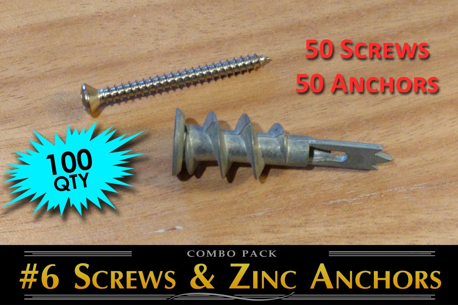 50 screws / 50 zinc hollow wall anchors Self Drilling Drywall ez ancor 1.5 inch