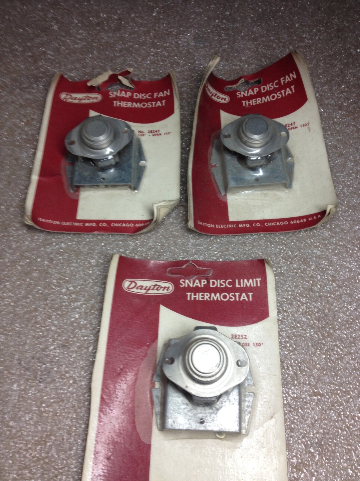 LOT OF 3 DAYTON SNAP DISC LIMIT THERMOSTATS