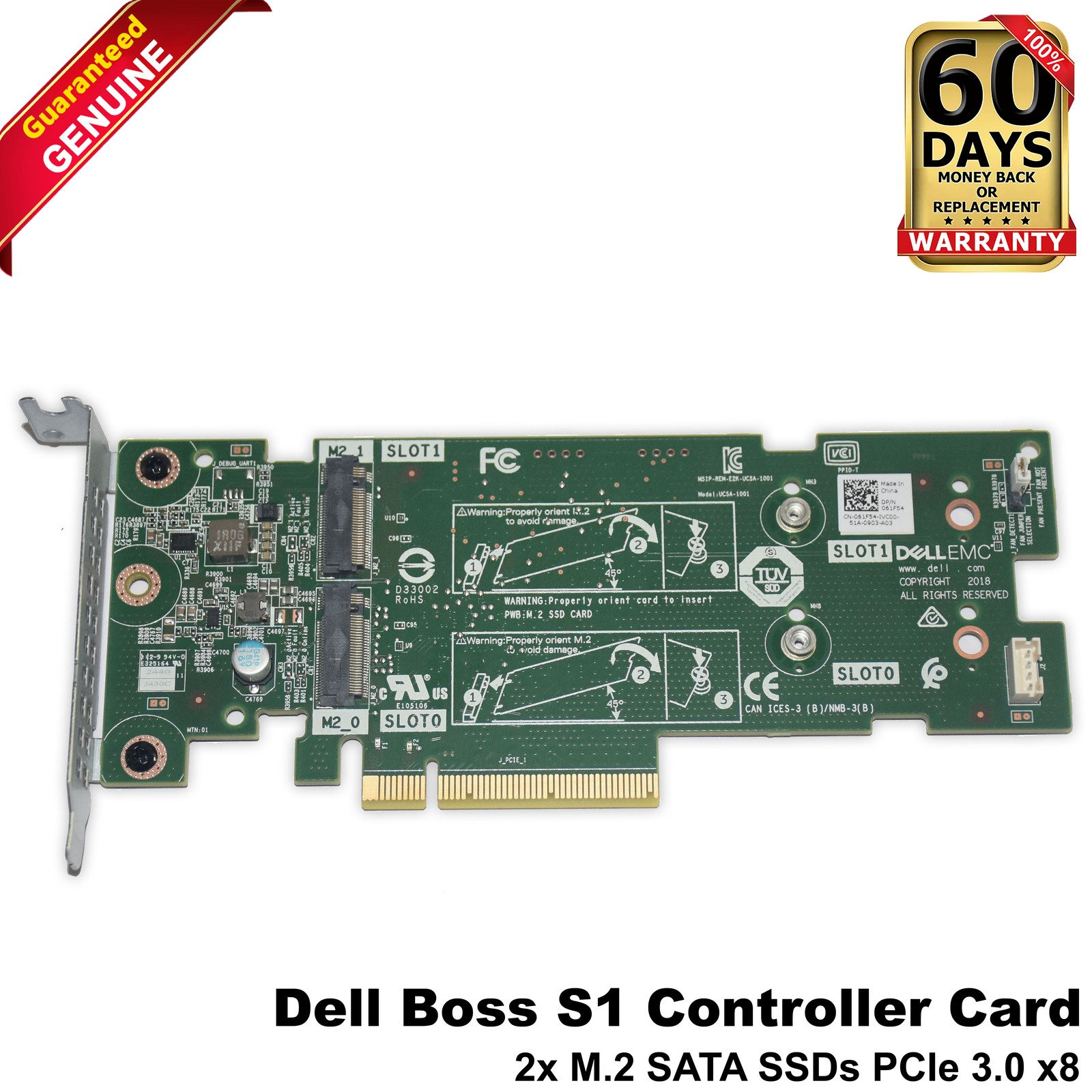 Dell PCIe to 2x M.2 BOSS Boot Optimized Storage Subsystem SSD Adapter Card 61F54