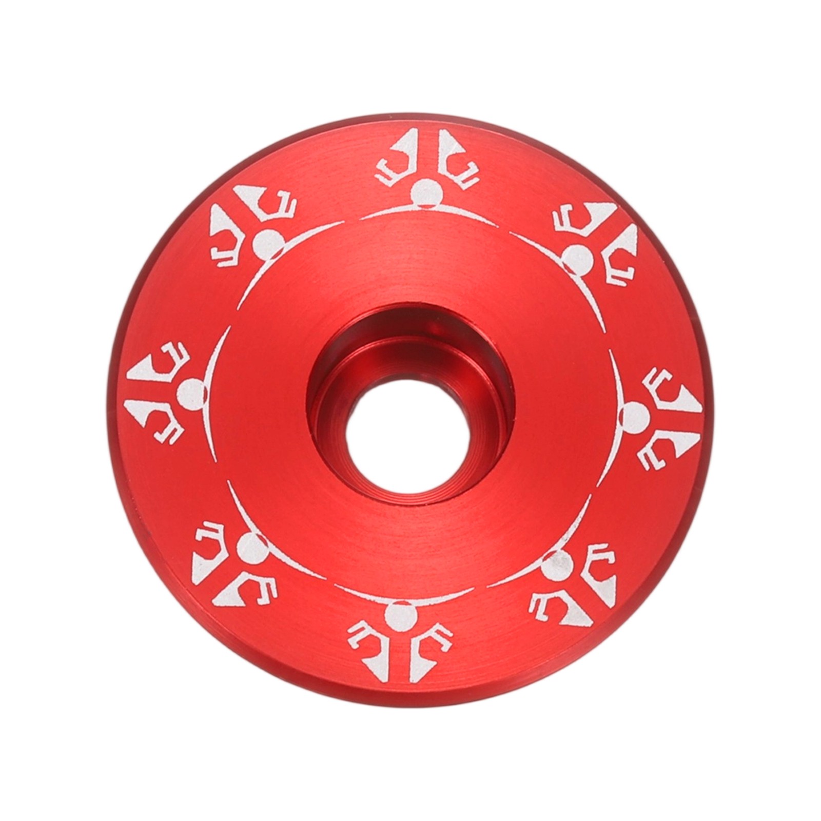 Bicycle Headset Stem Top Cap 1-1/4" OD Snowflake Pattern Red