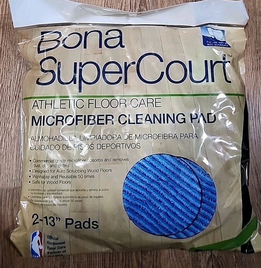 BONA SUPER COURT ATHLETIC FLOOR CARE MICOFIBER CLEANING 2-13" PADS #AX0003501