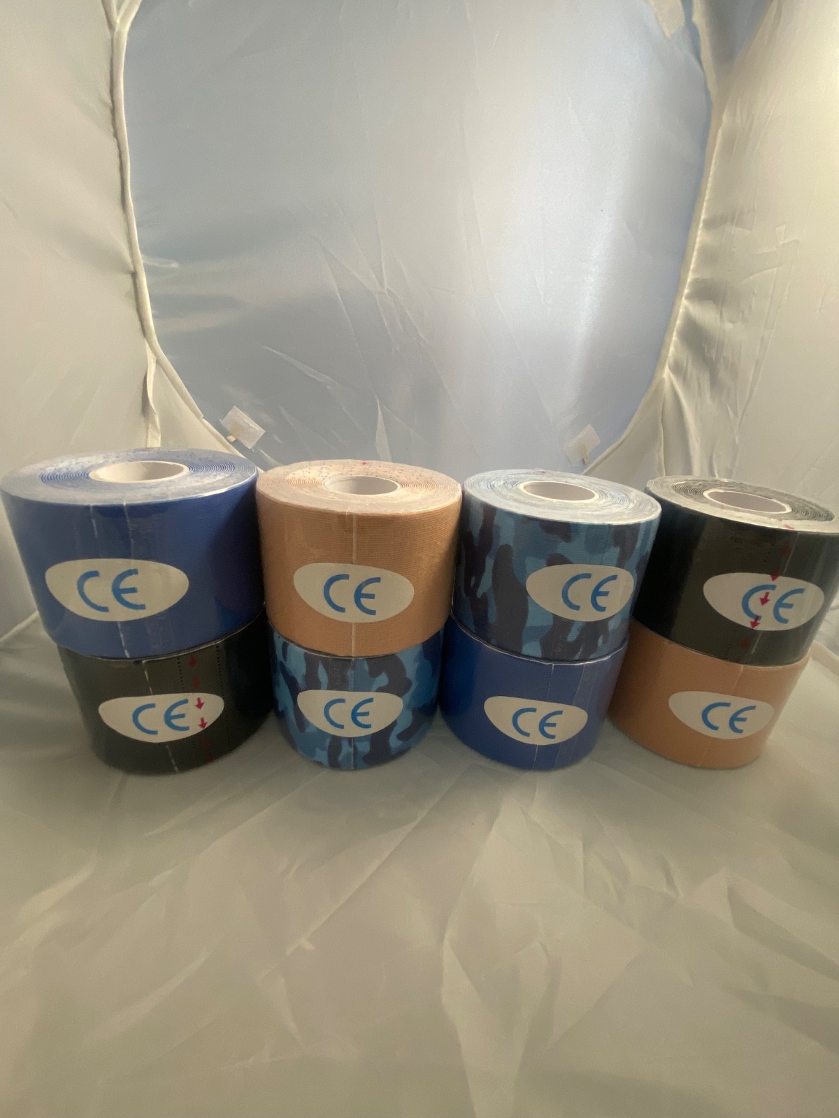 Lot of Kinesiology Tape Roll (Set of 20) - 5cm - Black, Camo, Blue & Skin Toned