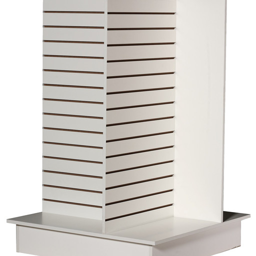 4 Sided Floor Standing 54"H White Slatwall Display Unit