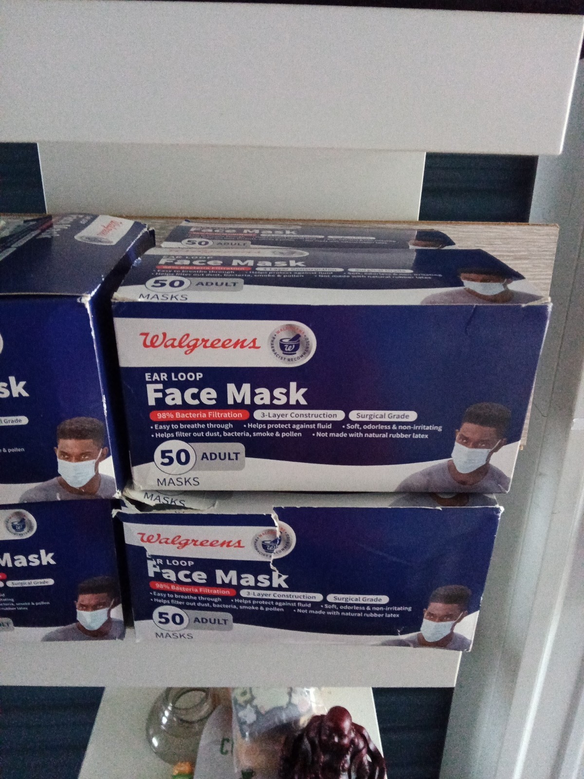 Walgreens Ear Loop Face Mask Box Contains 50 ea 3 Layer Surgical Grade Adult
