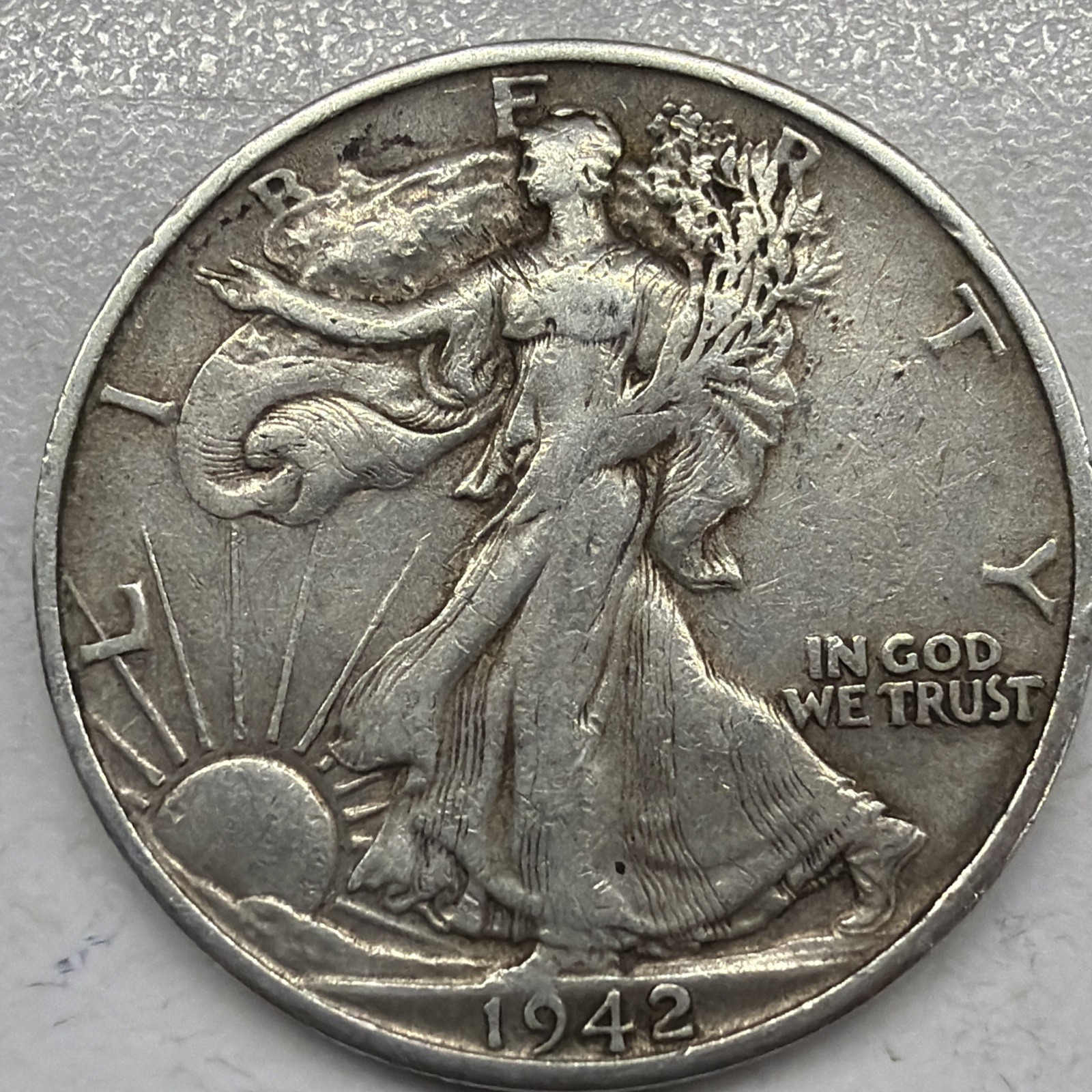 1942-S Walking Liberty Half Dollar 50c Silver Actual Coin Fine For Collection