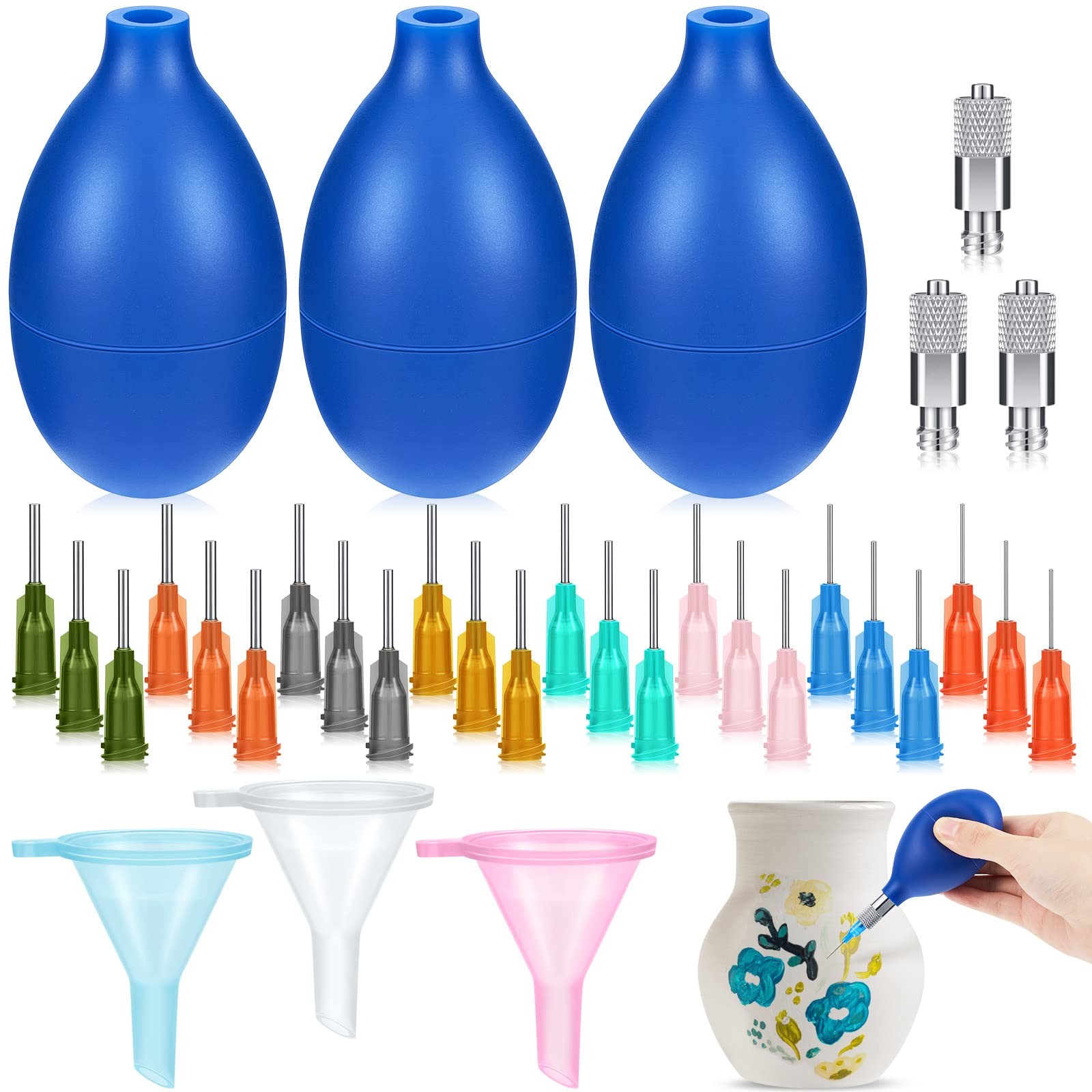 Frienda 3 Sets Slip Trailer Bottle for Pottery Ceramic Glaze Precision Blue