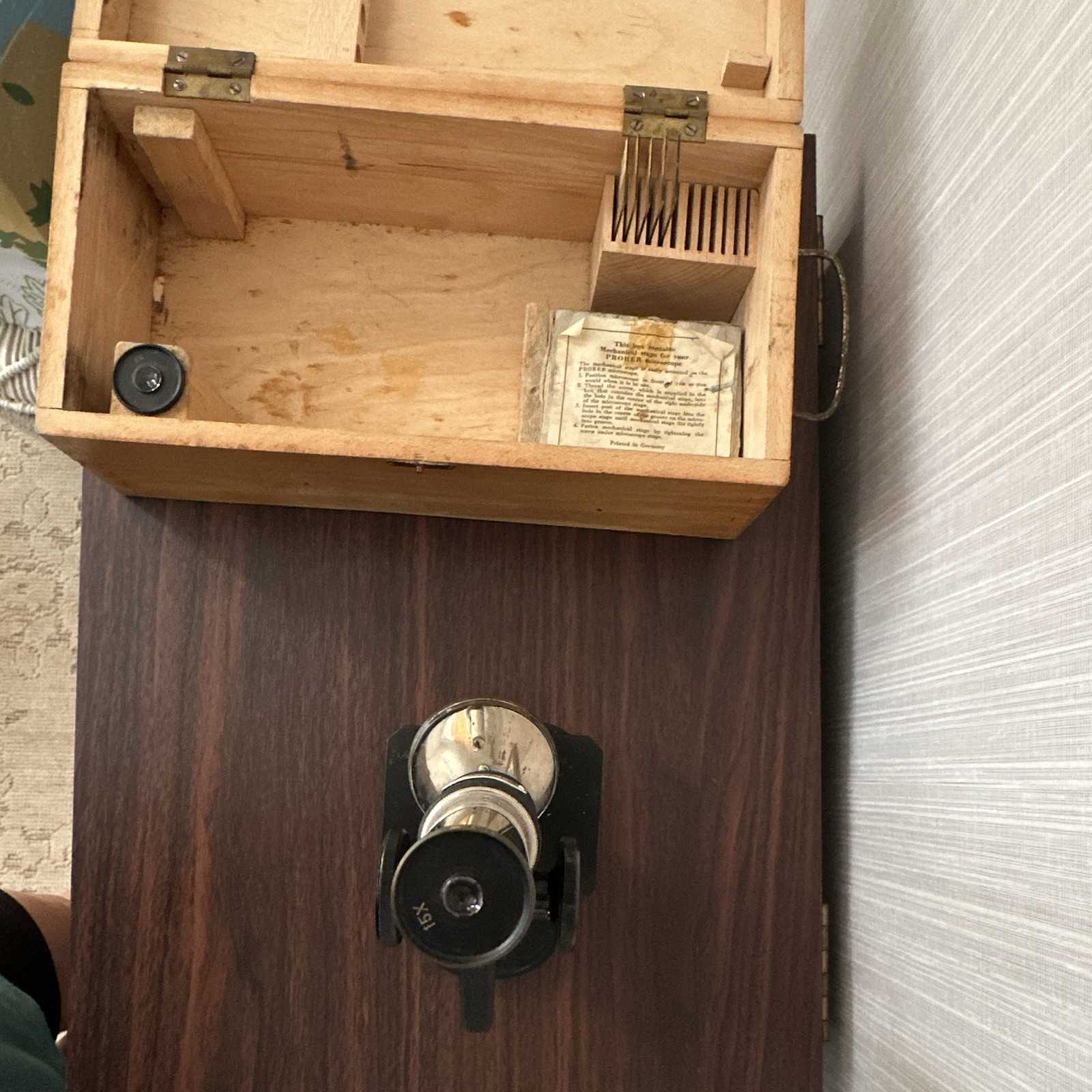 Prober West Germany Microscope with Wooden Case