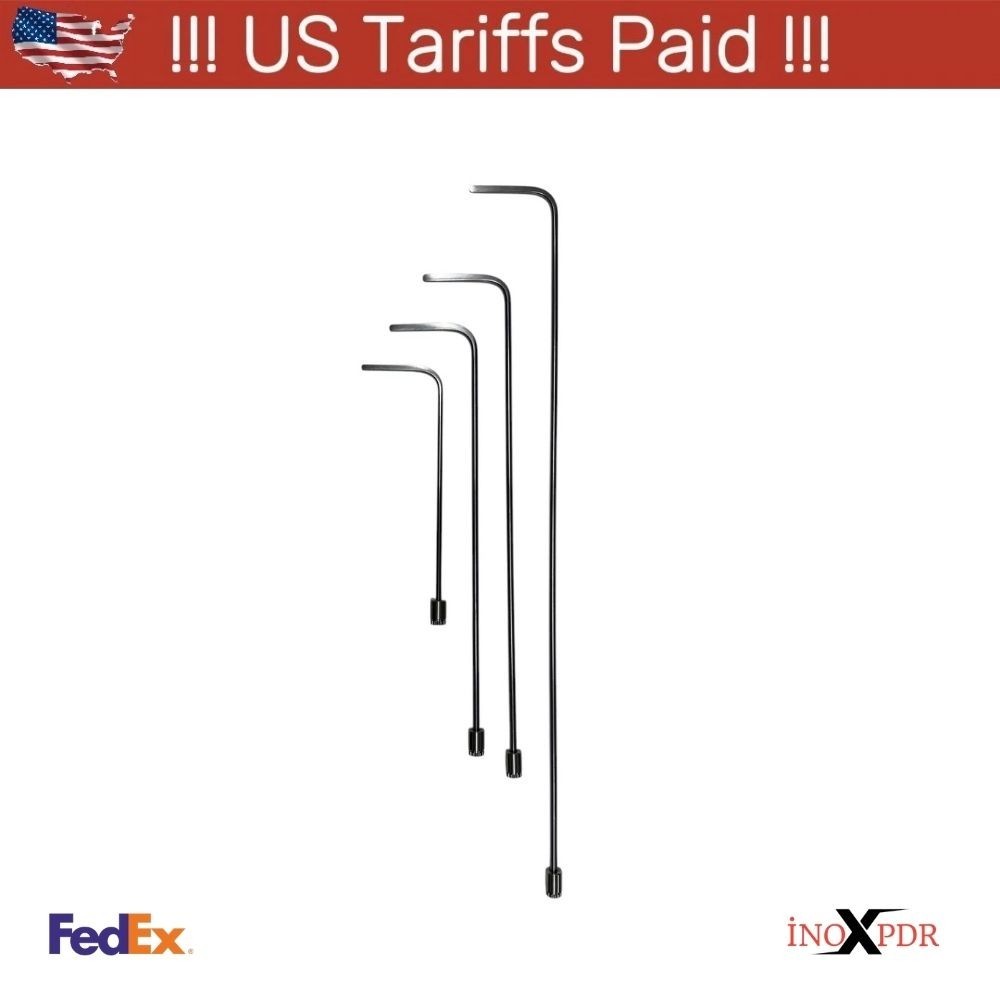 4-Piece 360° Rotatable Single Bend Round Tip PDR İnox (Handle Not Included)