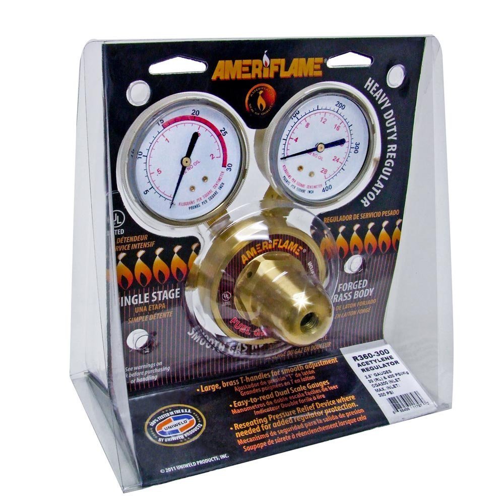 Ameriflame Heavy Duty Single Stage Acetylene Regulator with CGA300 Inlet