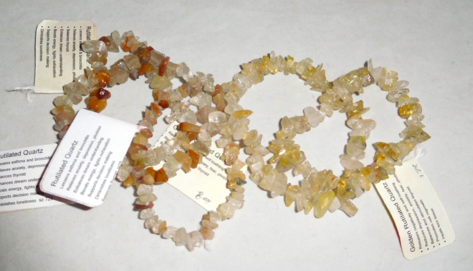 Natural Handcrafted Rutilated Quartz Chip Bracelets by Healing Light Stones
