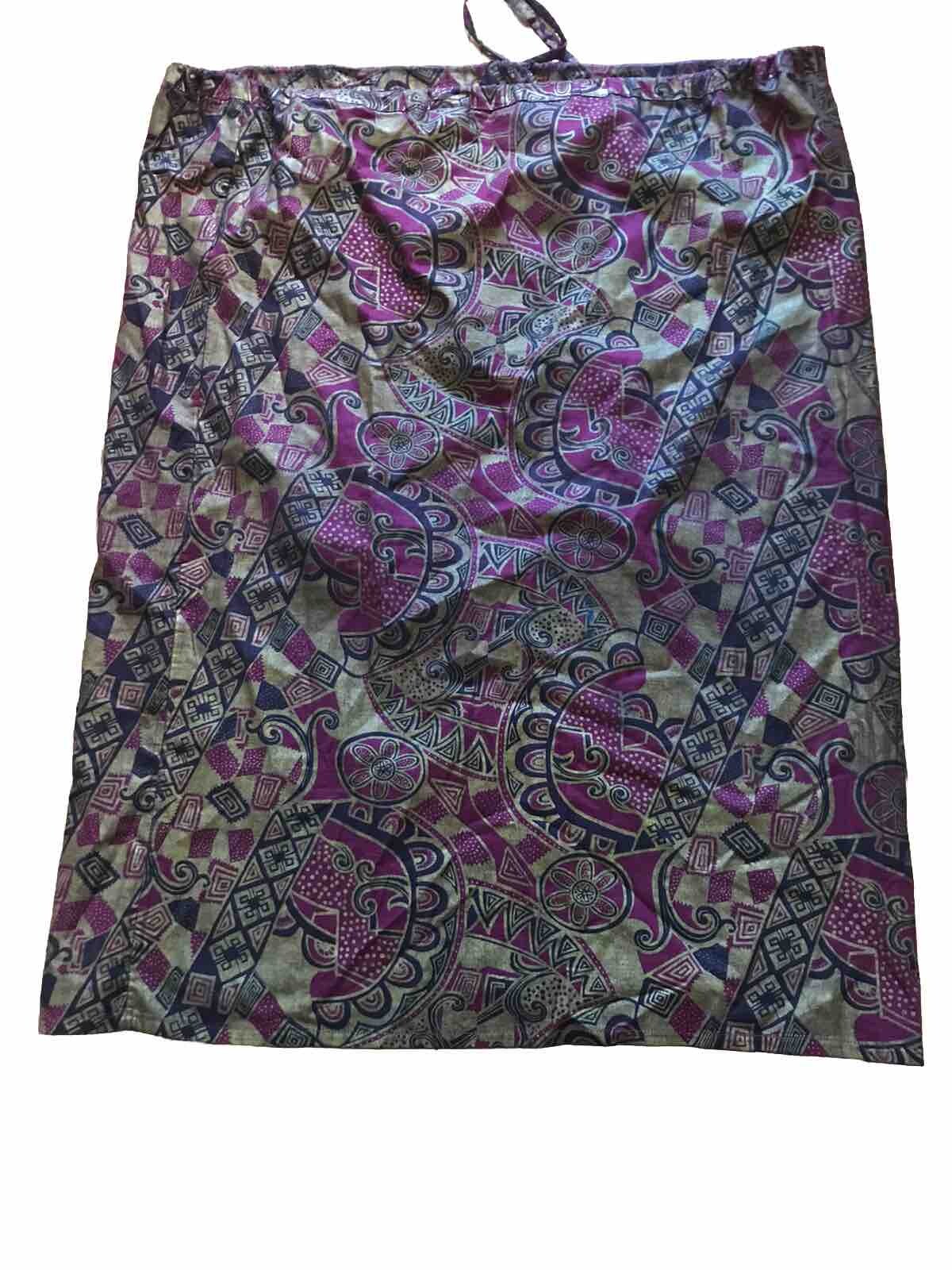 The African Village Skirt Drawstring Waist One Size Tribal Aztec Cotton Women