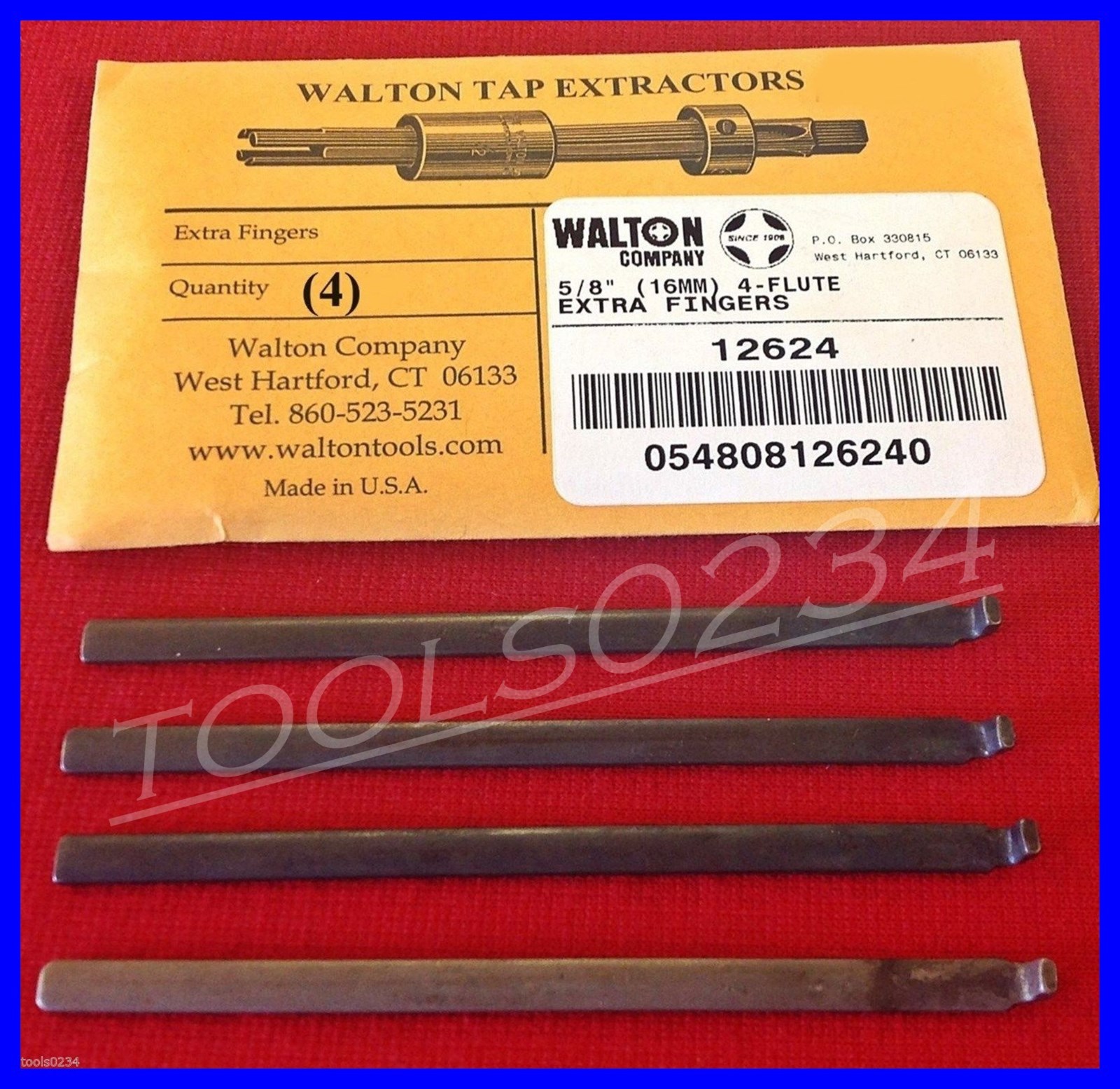 5/8" 4 Flute Tap Walton 12624 Extractor Replacement Fingers SET OF 4 USA