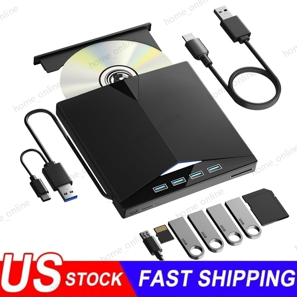 USB 3.0 Slim External CD DVD Drive Disc Player Burner Writer For Mac Laptop PC