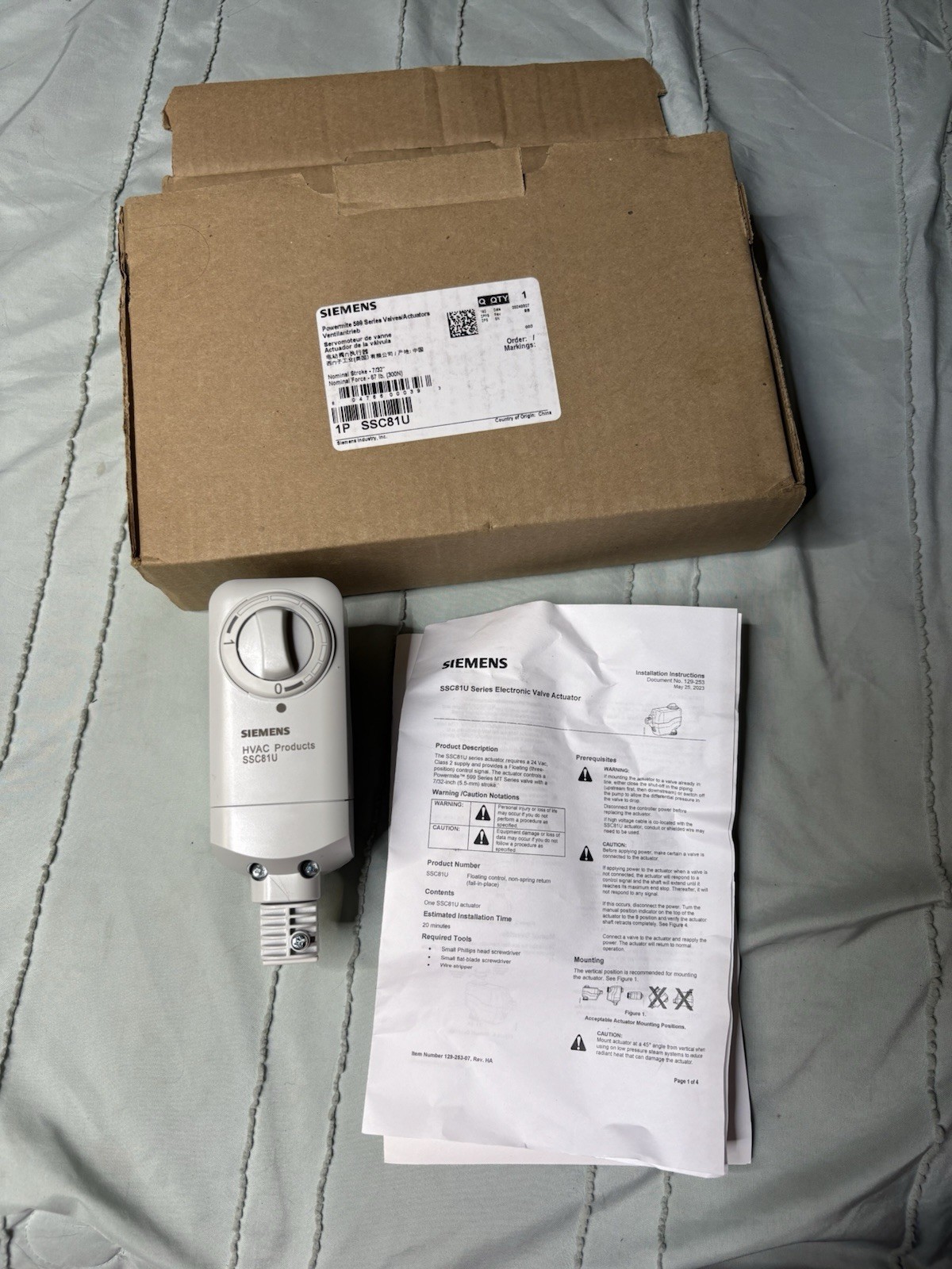 Siemens SSC81.5U 3 Position Floating Spring Return Fail-Safe 24V Valve Actuator