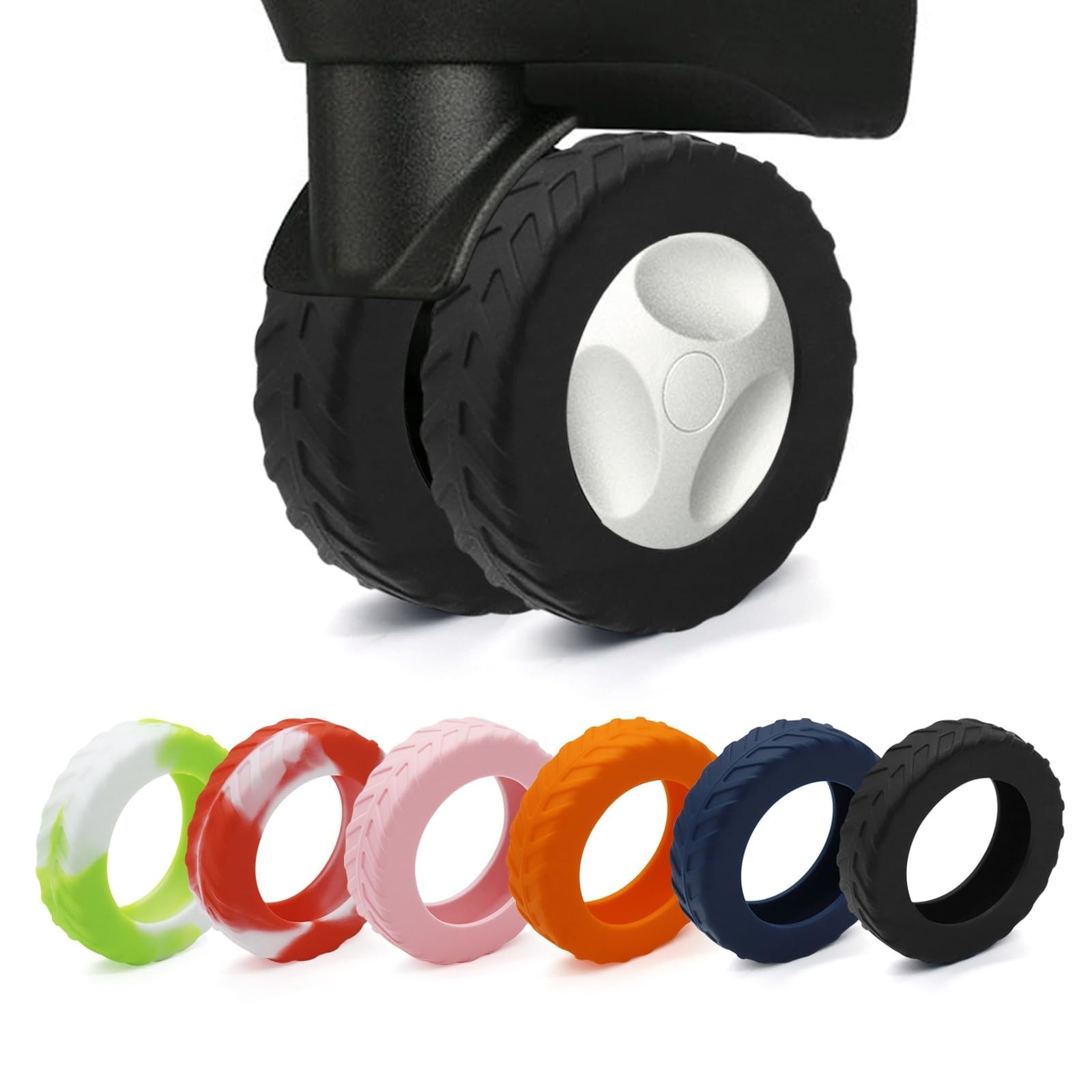 XYOFUN Luggage Wheel Covers, Anti Dust & Scratch, For 2-2.4" wheels - Black |...