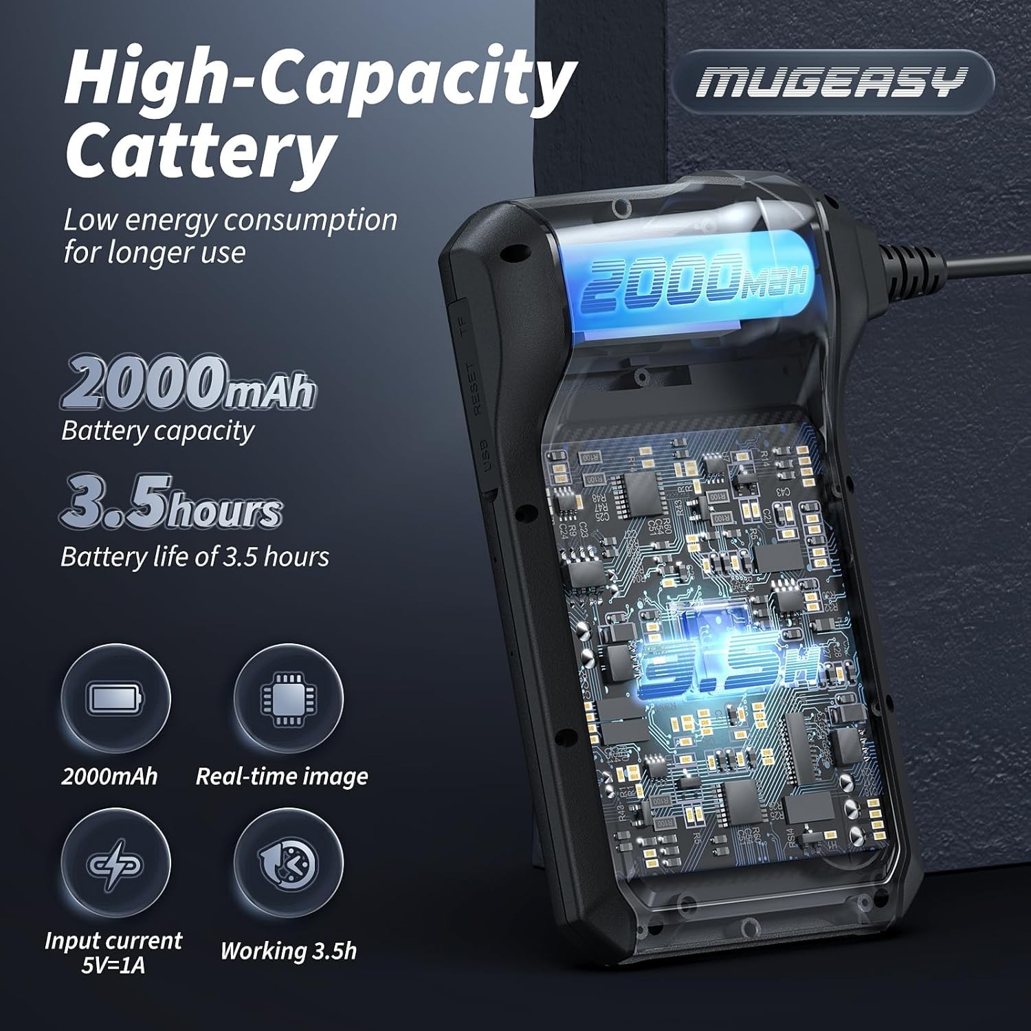 Endoscope with 4.3" Screen, 8 LED Lights, Waterproof
