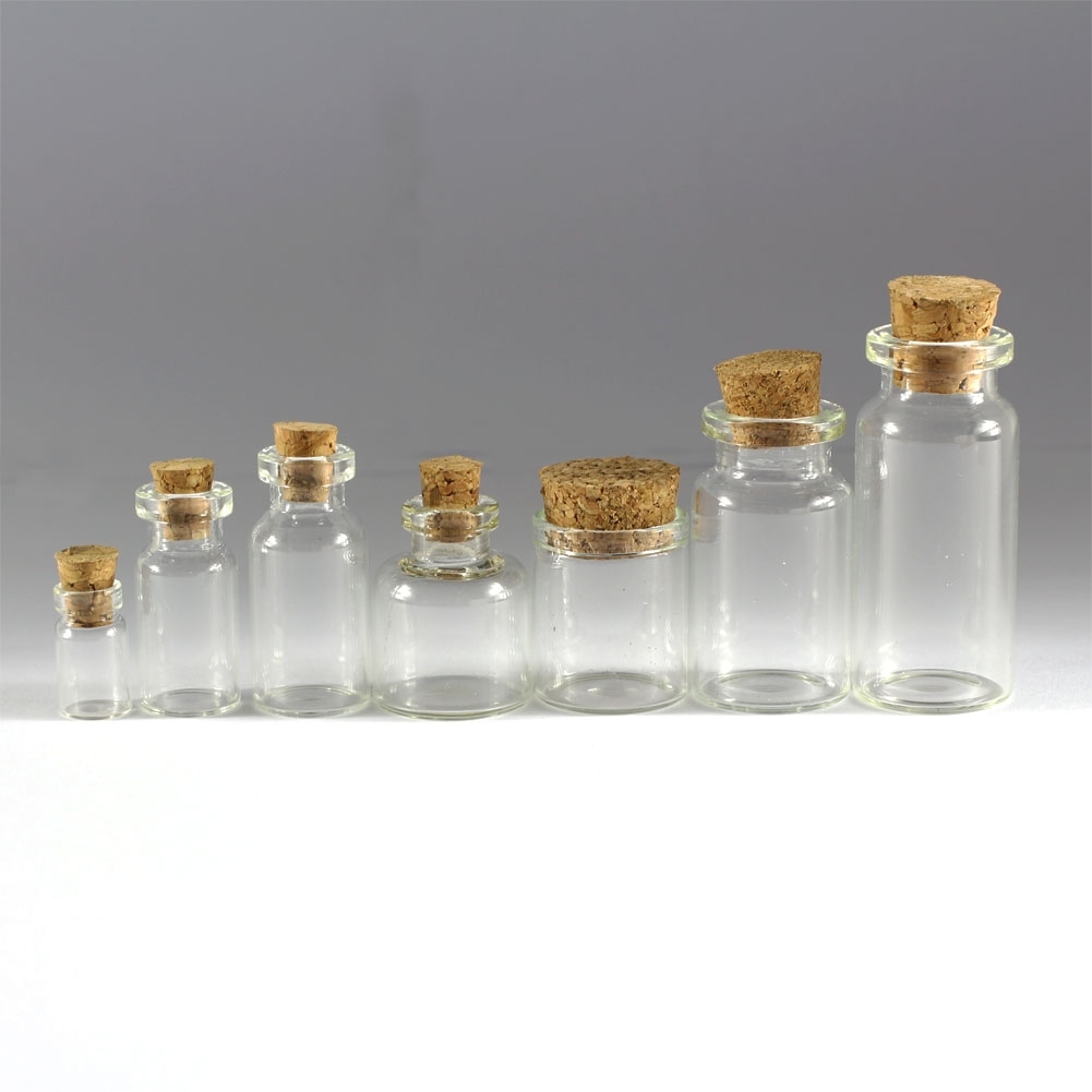 2-10 Pieces 0.5-10ml Clear Empty Glass Bottles With Corks Sample Small Vials Jar