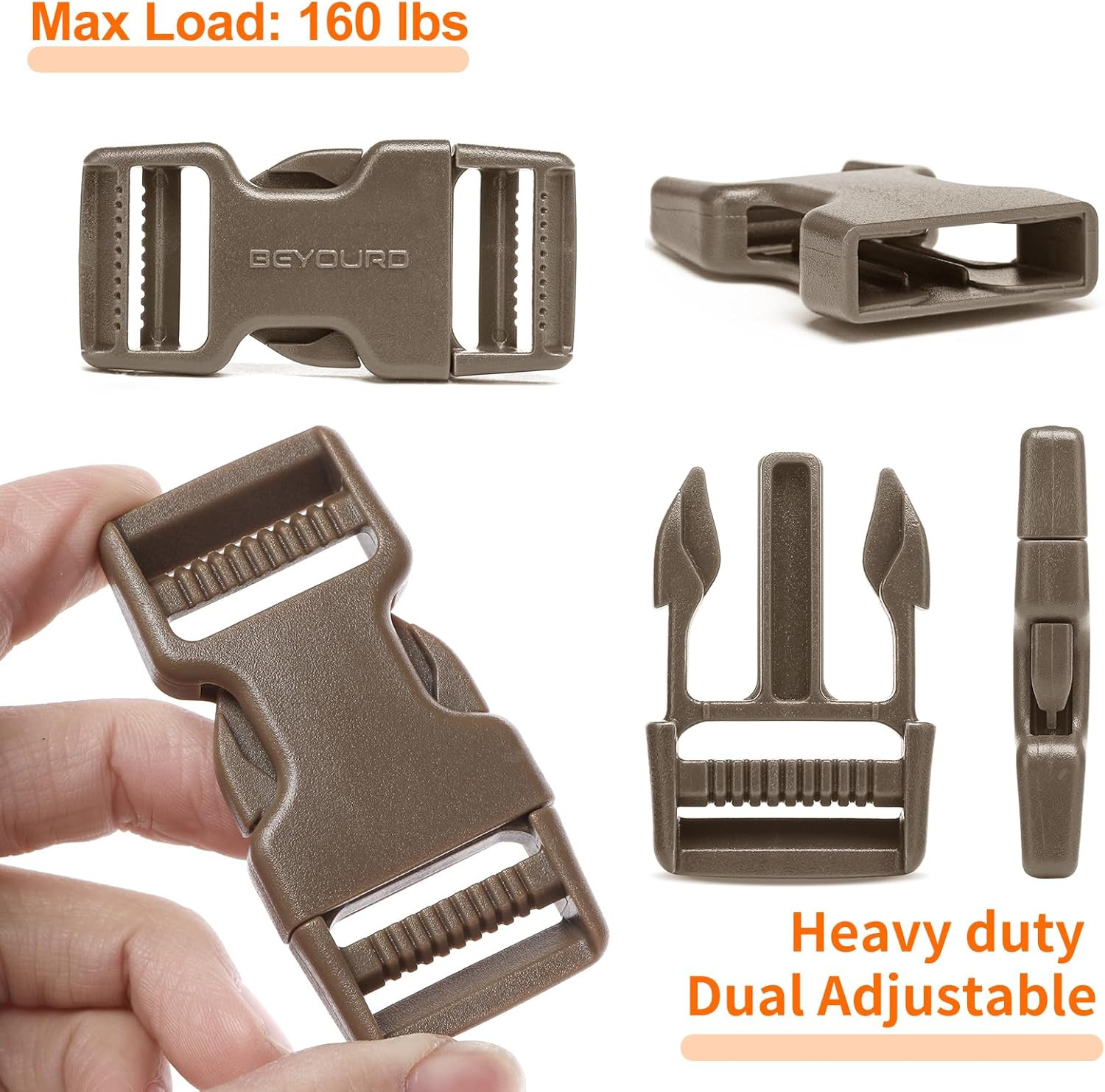 Buckle and Strap Set, 10 Yards Polyester Webbing Strap with 6 Dual Adjustable Si