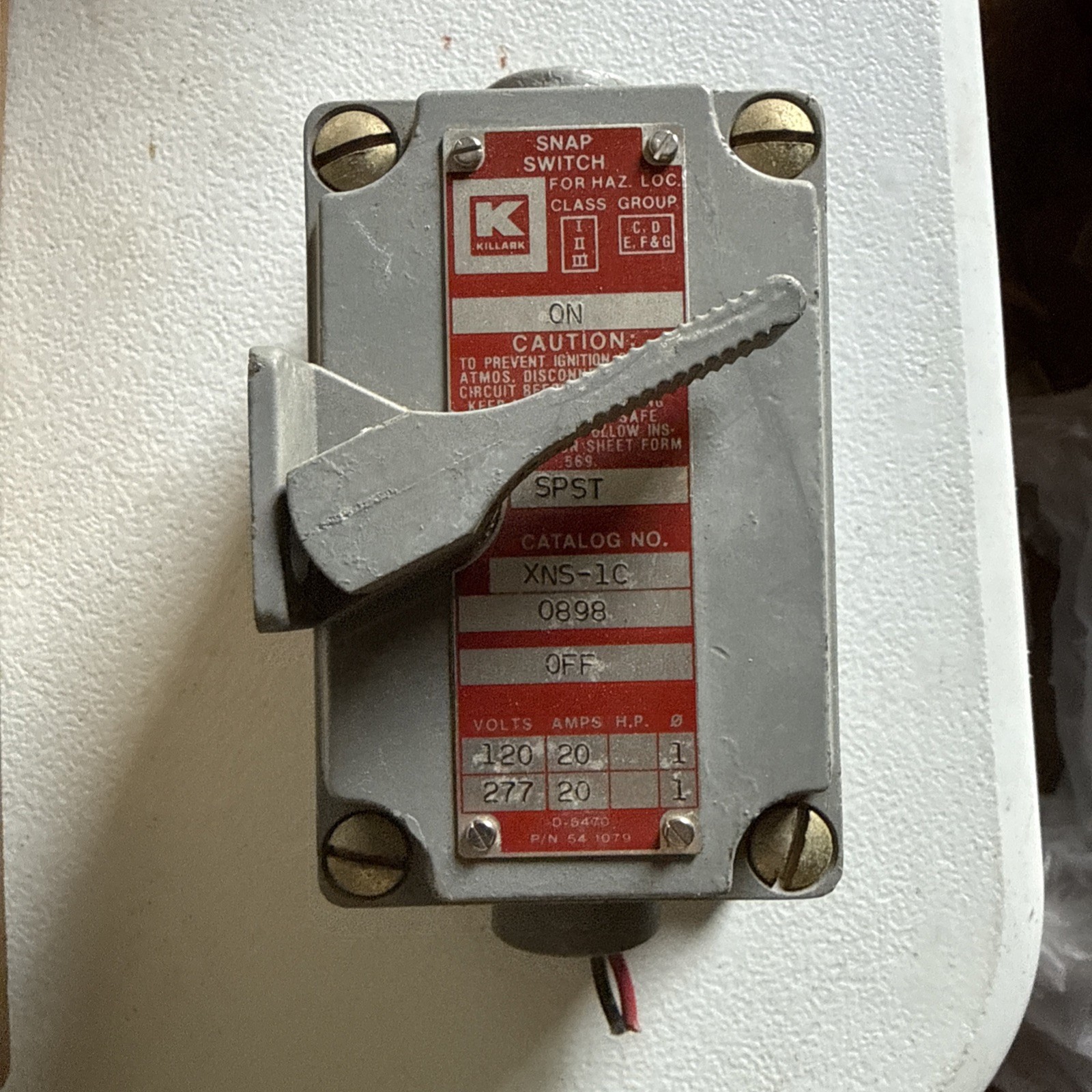 Hubbell Killark XNS-1C SPST 20A Explosion Proof Switch