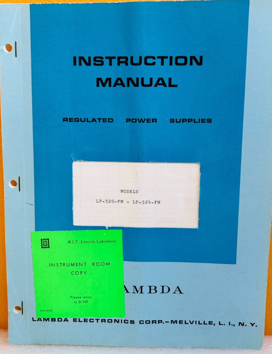 Lambda IM LP520 Models LP-520-FM / LP-524-FM Instruction Manual.