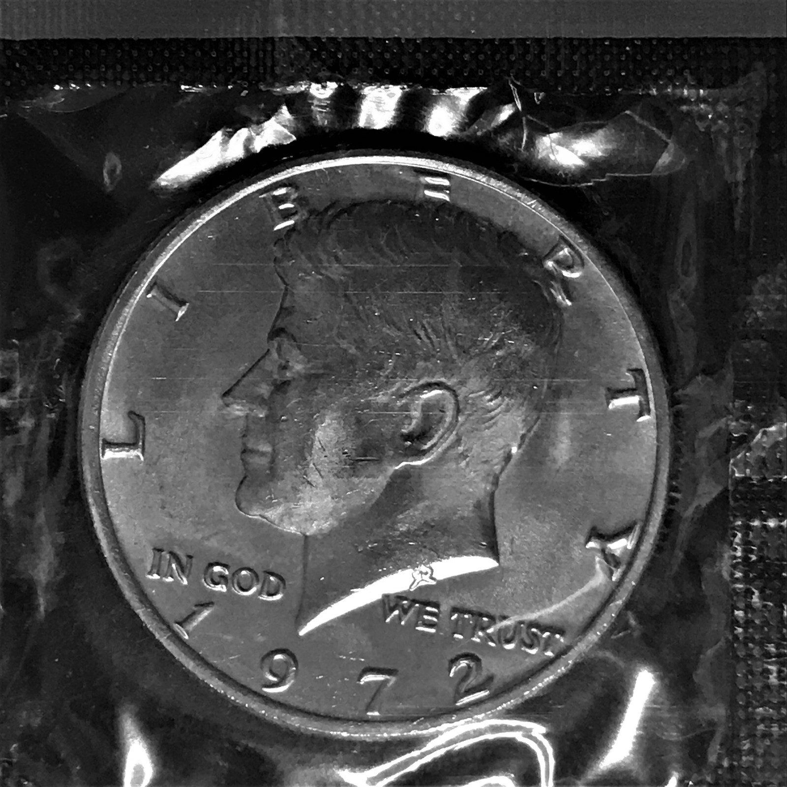 1972 P Kennedy Half Dollar Clad No Silver Brilliant Unc Sealed in Orig Cello BU