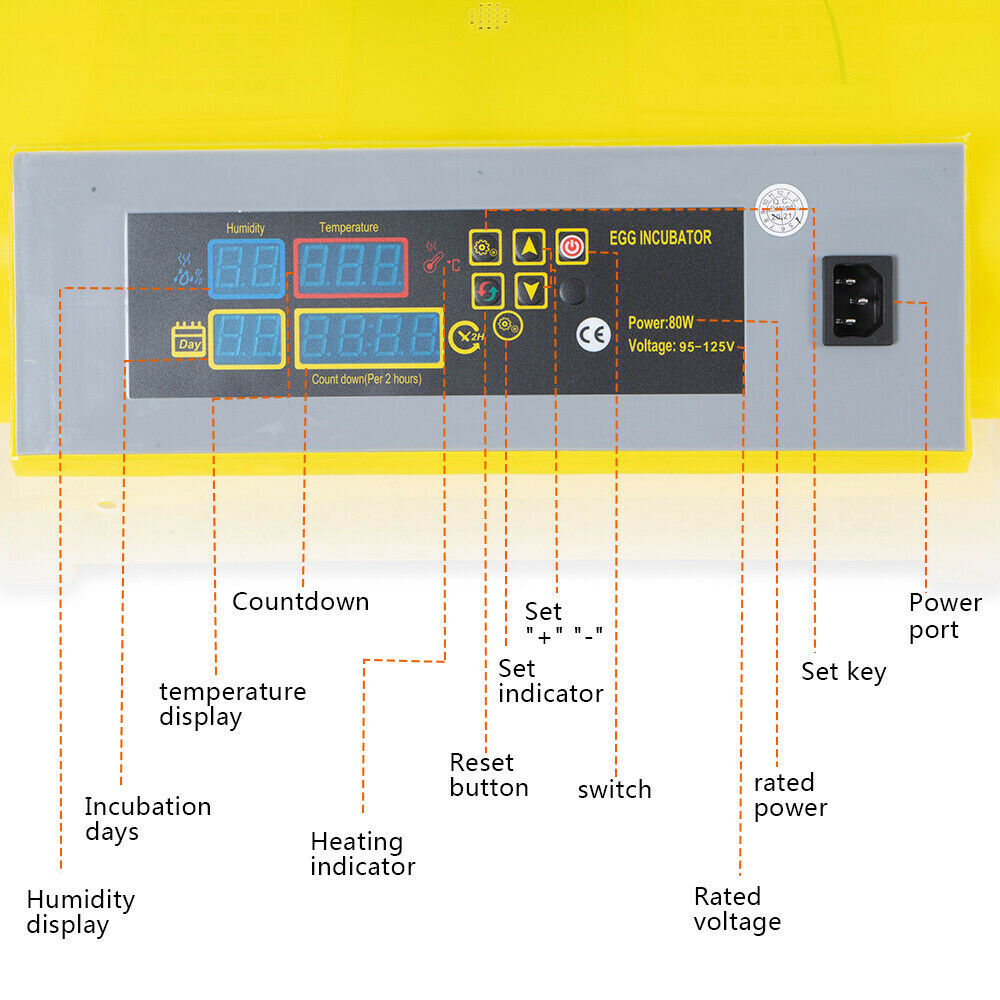 For 48 Digital Egg Incubator Hatcher Automatic Egg Turning Temperature Control