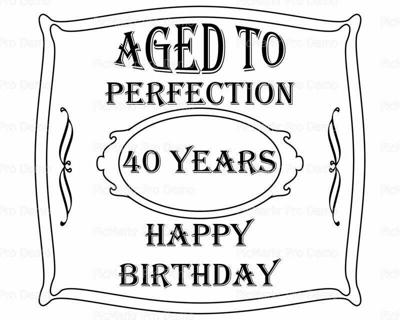 Aged 40 Years Happy Birthday ~ Edible 2D Fondant Cake Cupcake Topper ~ D21898 *