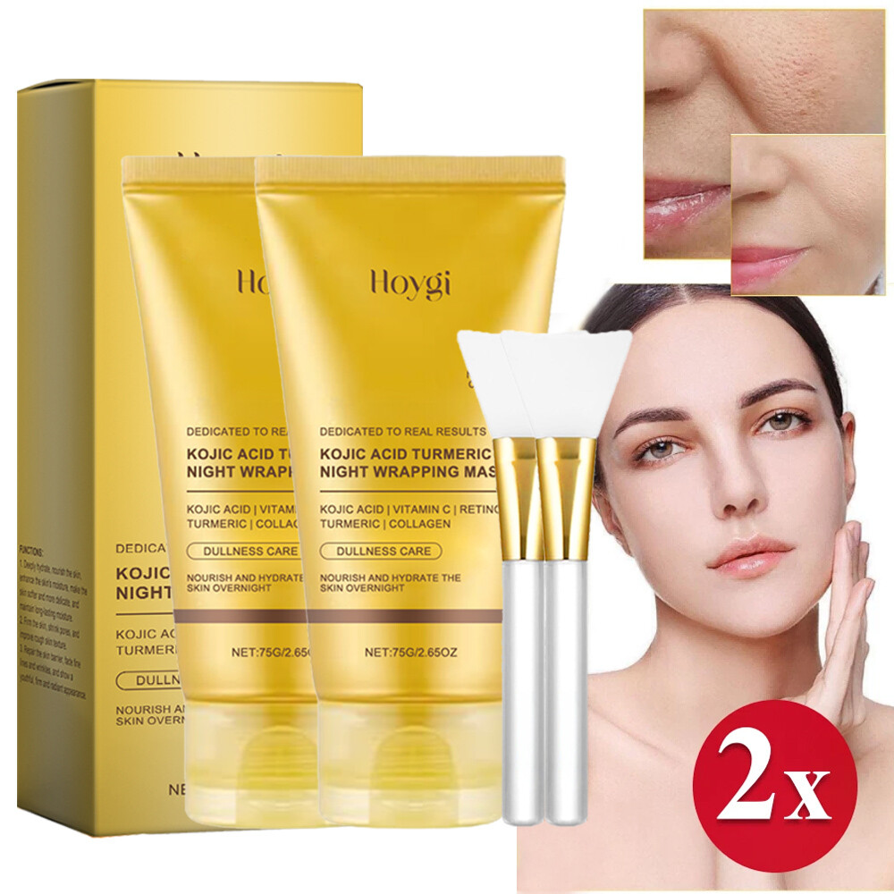2x Kojic Acid Turmeric Collagen Peel-Off Mask Night Wrapping Mask Fade Wrinkles