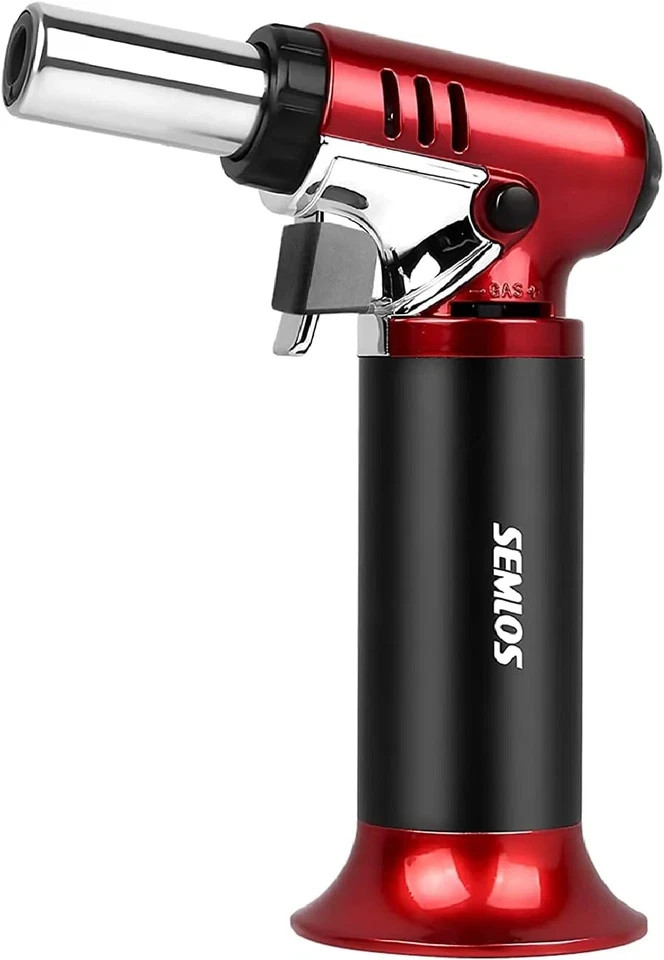 Refillable Butane Torch with Fuel Gauge, Safety Lock & Adjustable Flame