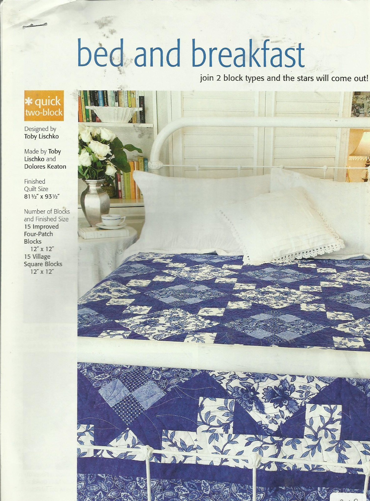 E0553   BED AND BREAKFAST QUILT PATTERN/INSTRUCTIONS