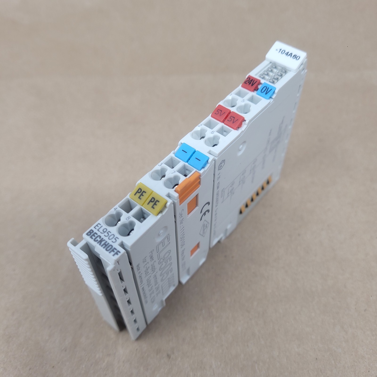 BeckHoff EL9505 Power Supply Terminal, 24 VDC Input, 5 VDC Output, 0.5A - USED