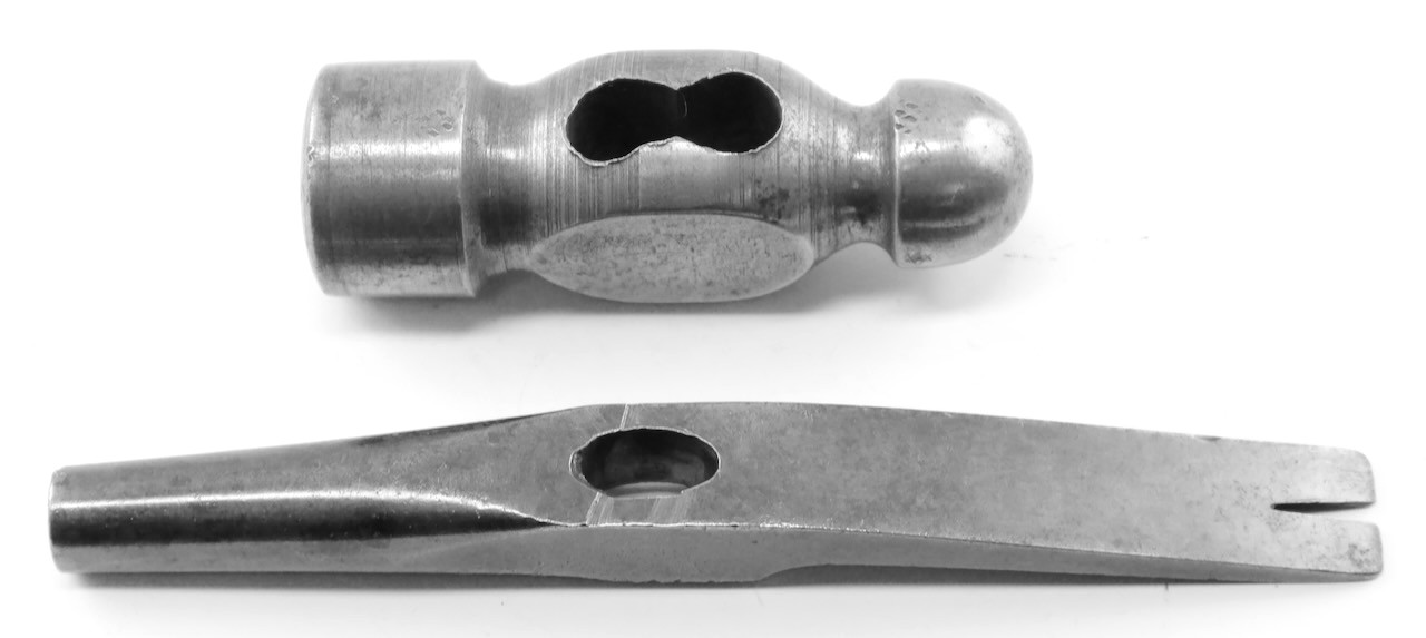 (2) Vintage Hammer Heads: Upholsterers - Cobbler Claw + Ball Peen / MT Tools