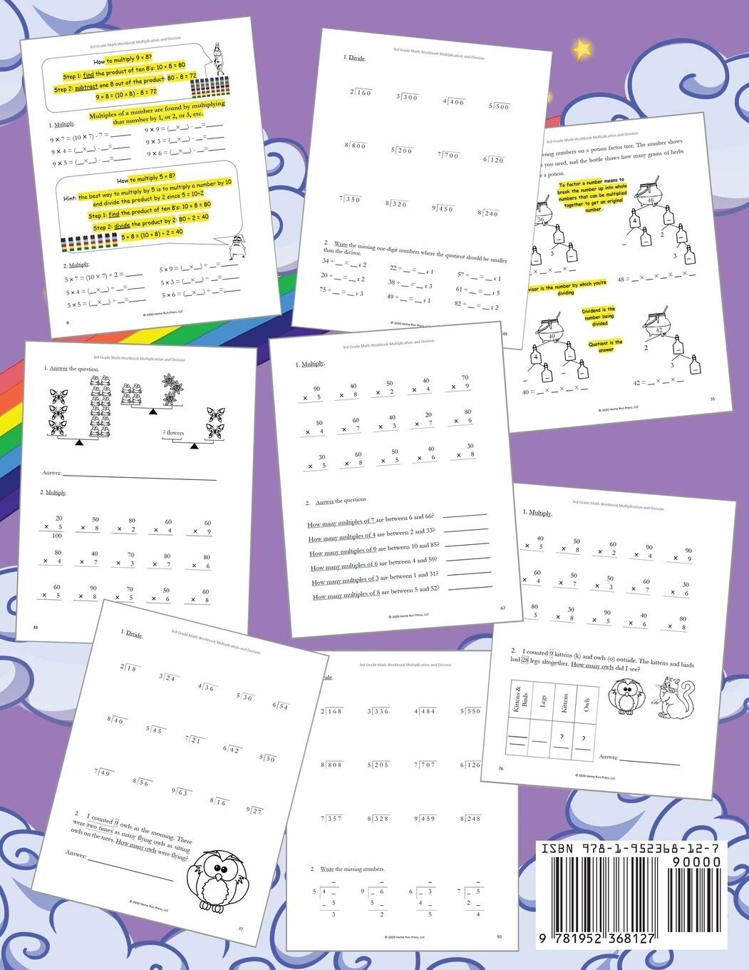 3rd Grade Math Workbook Multiplication and Division for Kids Test Prep Book NEW