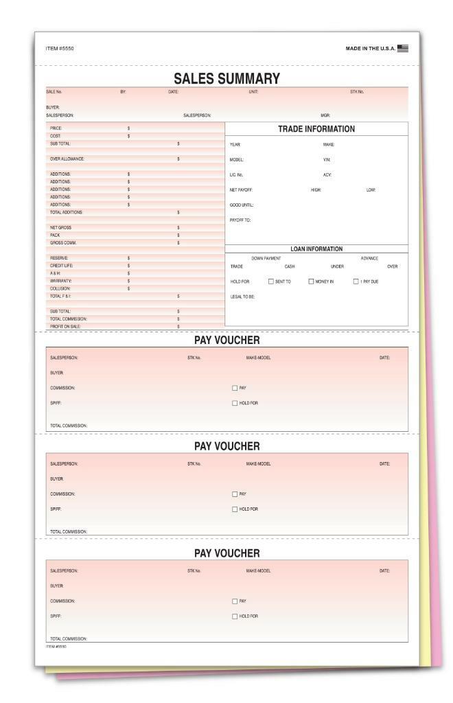 SALES SUMMARY - QTY 100 PER PACK / Item # 5550