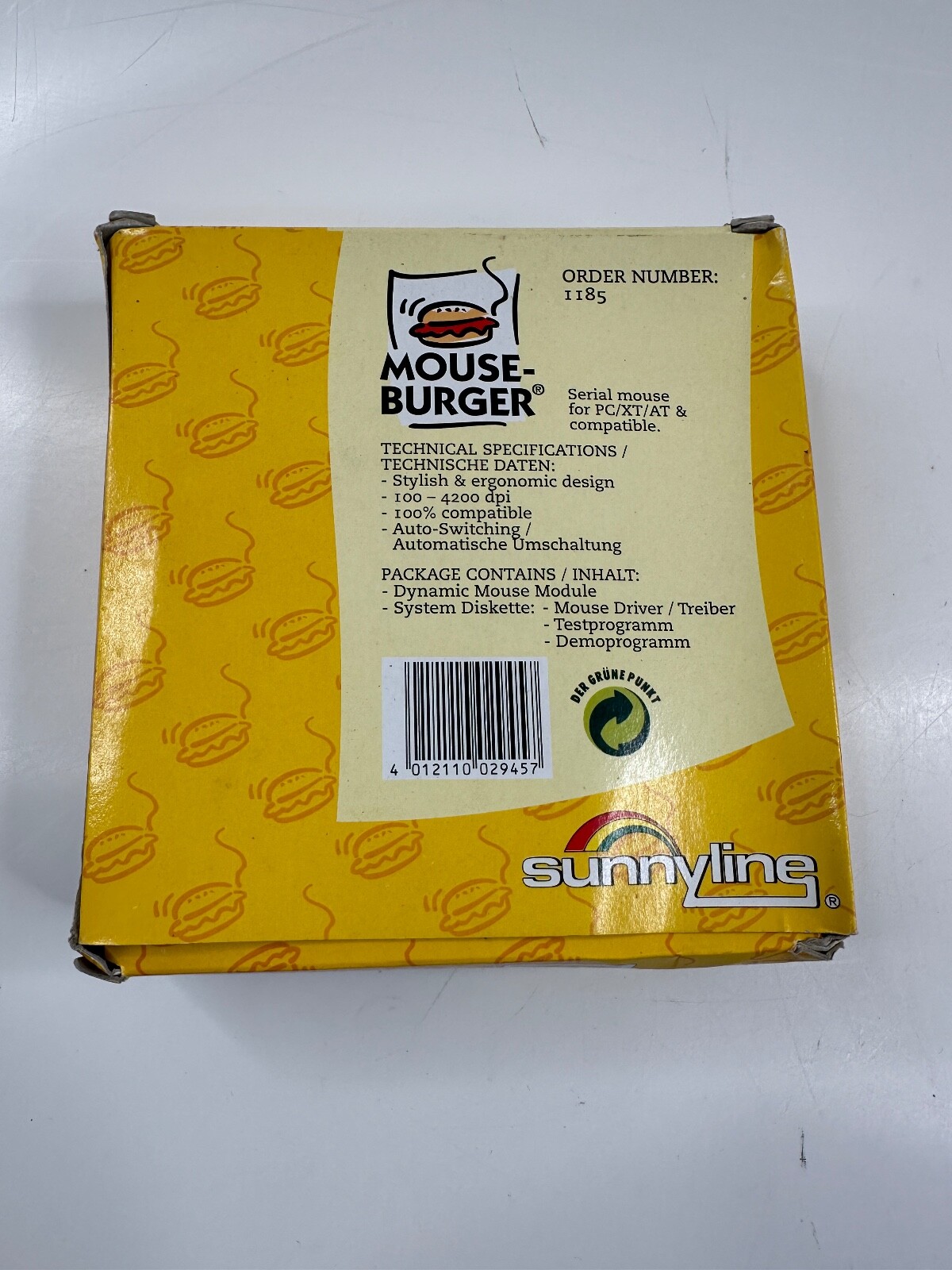Computer Mouse Burger Mouse Sunnyline Serial Ball Vintage New