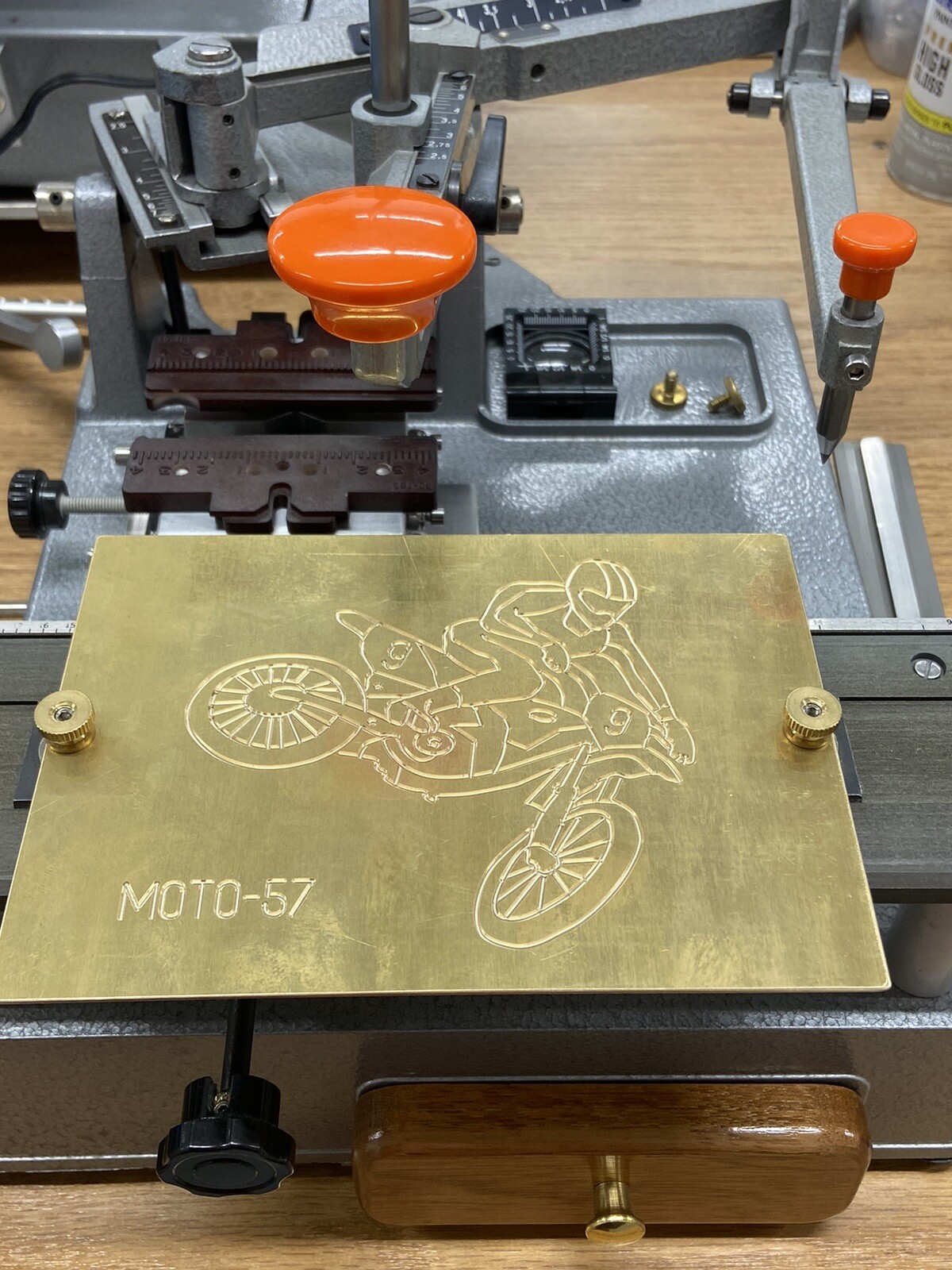 LARGE DETAILED MOTOCROSS SOLID BRASS MASTER TEMPLATE FOR NEW HERMES FONT TRAY
