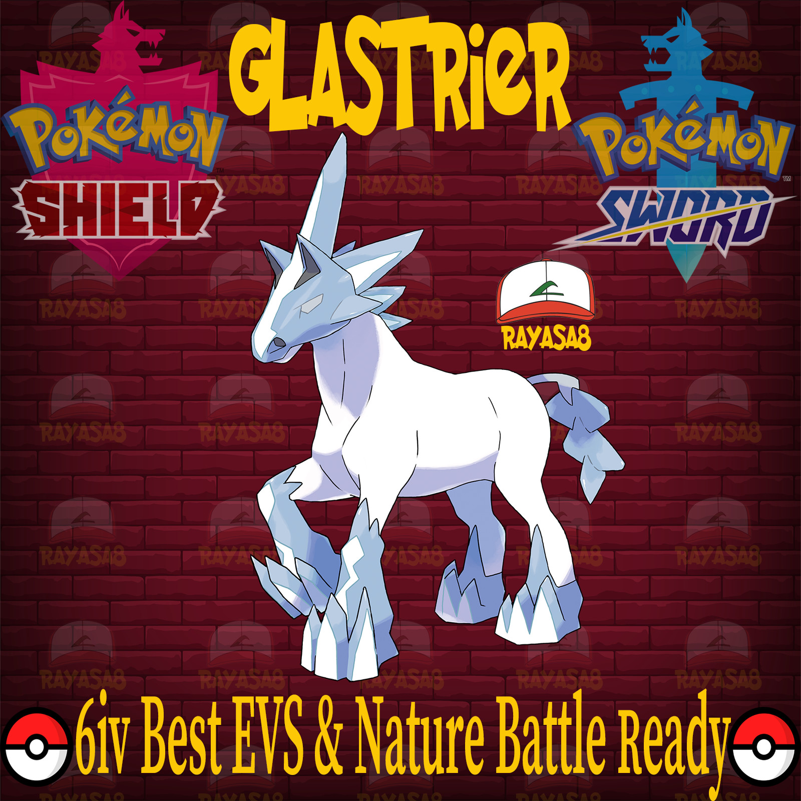 Pokemon Sword & Shield ⚡Glastrier⚡ Legendary 6IV Best EVs & Nature Battle Ready