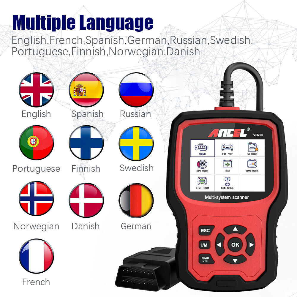 ANCEL VD700 OBD2 Scanner Full System Diagnostic Tool Code Reader For VAG VW Audi