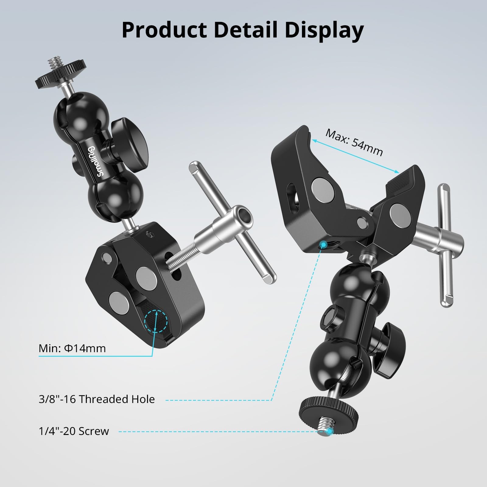 Super Clamp Mount 2-Pack, Double Ball Head Arm for