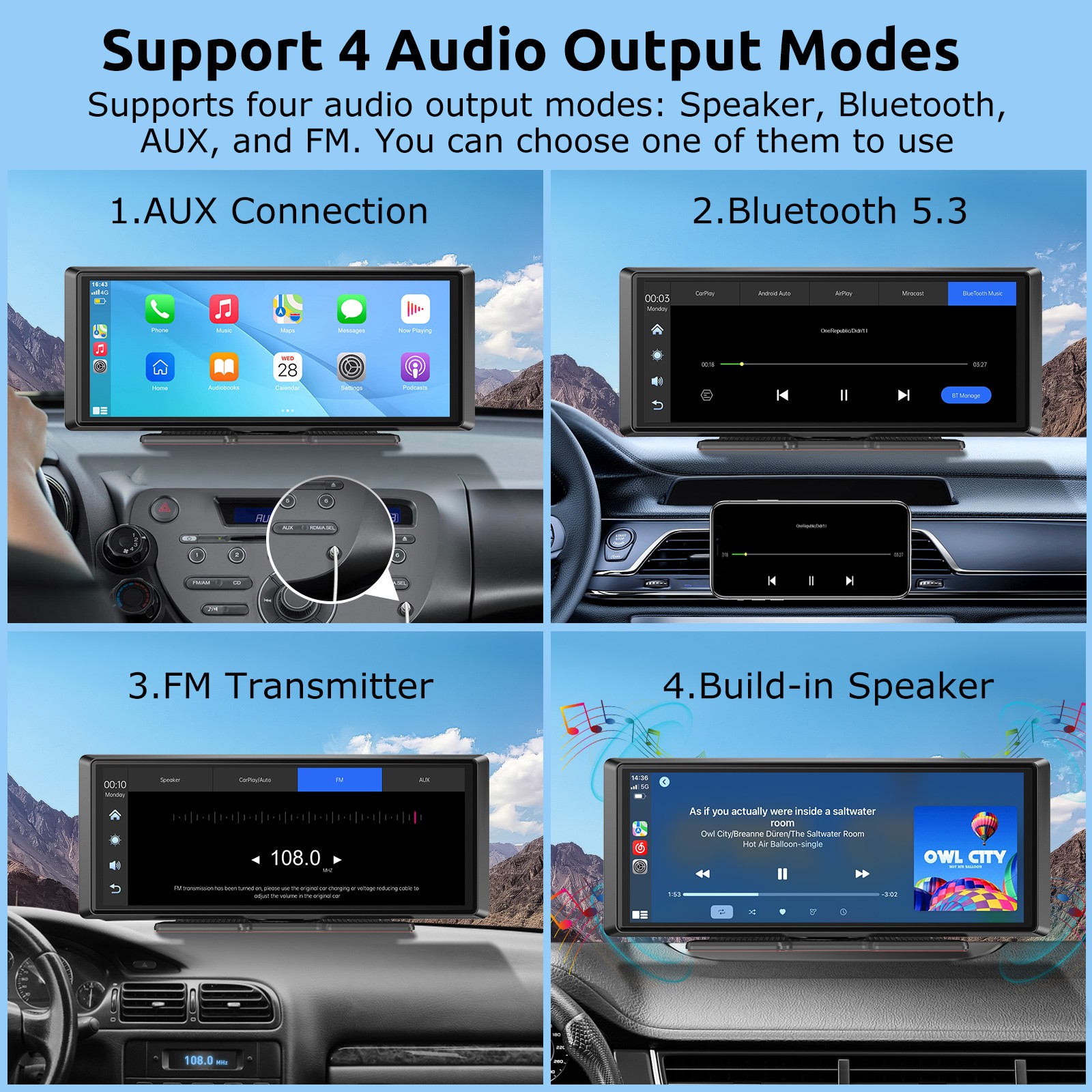 2025 Wireless Carplay Android Auto Screen for Car 8.1" IPS Portable Touch Screen